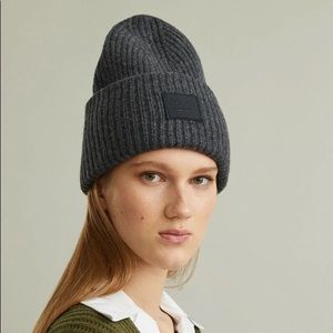 Acne Studios Grey Pansy Face Beanie Hat
